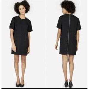 Everlane Japanese Goweave Black Full Zip Slip‎ Dress Size 2 Minimalist Capsule